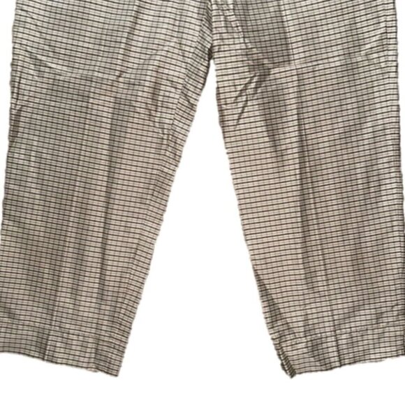 Michael Kors VINTAGE GRADE A GOLD SHIMMER SILK checkered stright leg trousers 6 - Picture 4 of 6